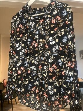 Grace Black Floral Long-Sleeve Peasant Blouse
